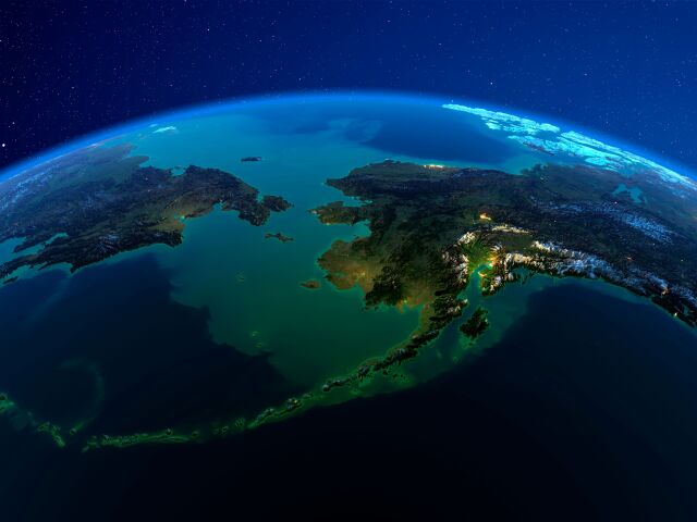planéta, Zem, zemeguľa, reliéf, vesmír, Čukotka, Aljaška, Beringov prieliv, 3D, NASA