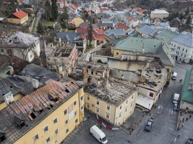 SR Banská Štiavnica centrum požiar budovy prehliadka BBX