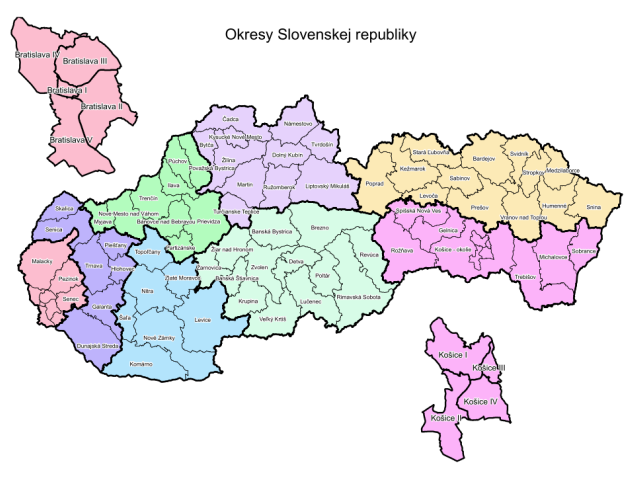 administratívna mapa Slovenska