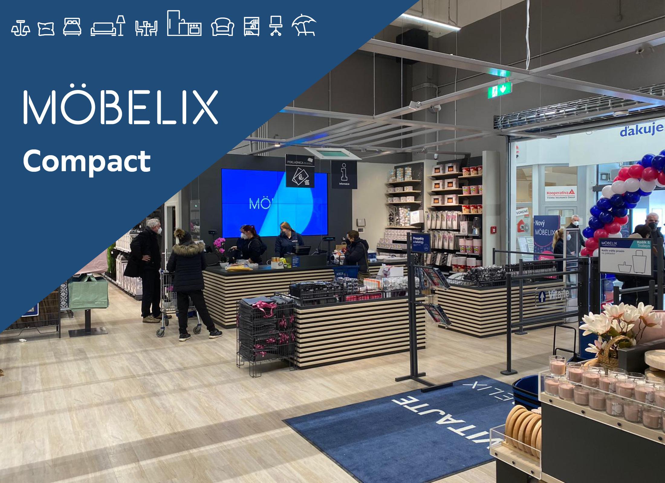Predajňa Möbelix Compact v Prievidzi.