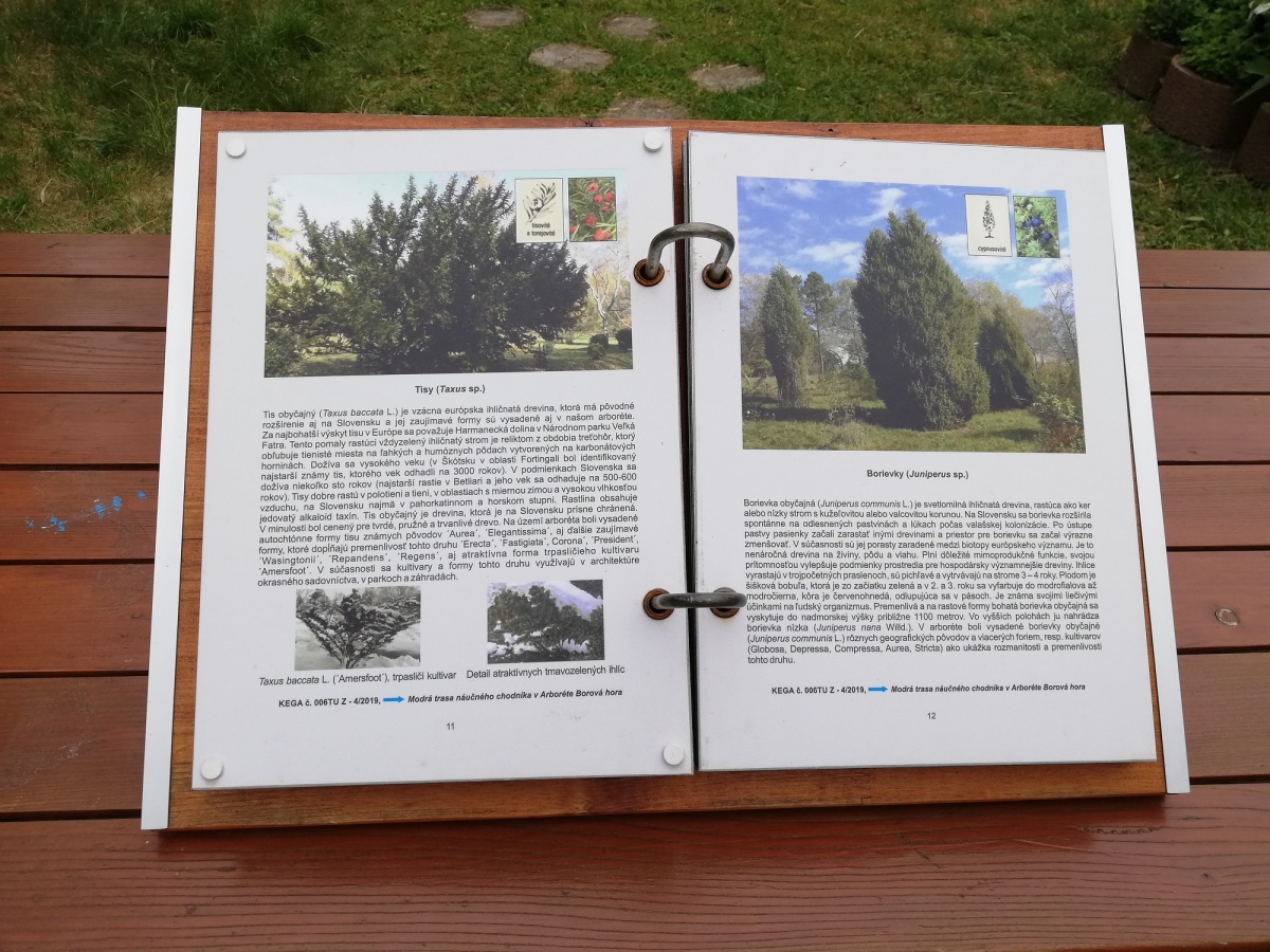 exteriérová kniha, arborétum, Zvolen