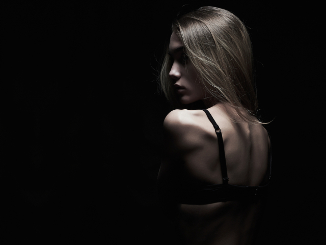 žena, dievča, čierna, smútok, depresia, anorexia, poruchy príjmu potravy