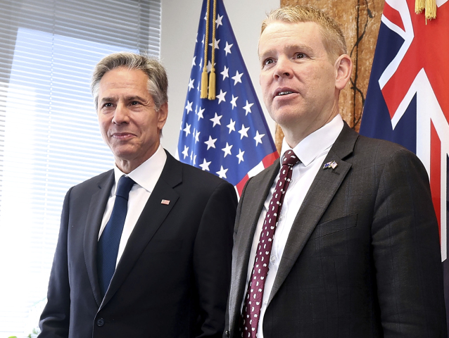 Nový Zéland USA Blinken Premiér Hipkins Stretnutie