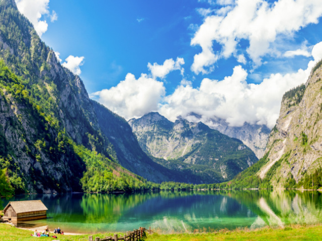 Alpy, jazero Obersee, hory