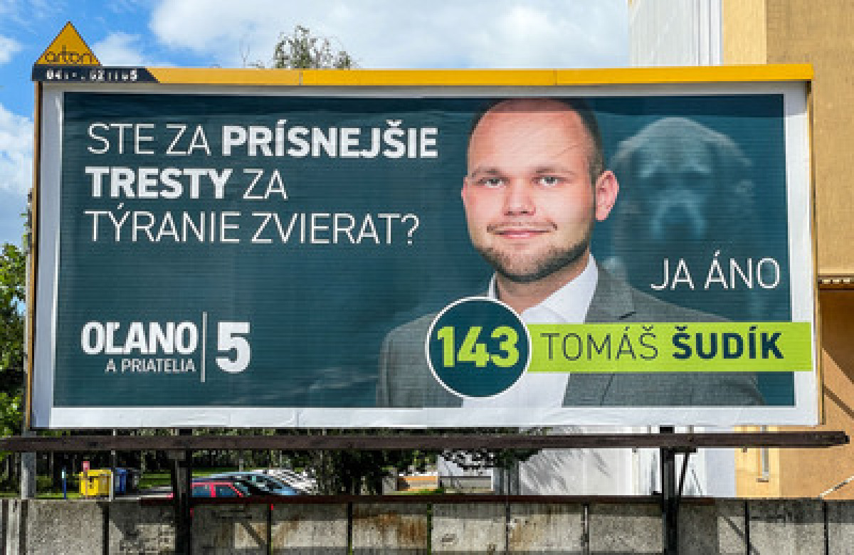 Billboard hnutia OĽaNO, Tomáš Šudík, august 2023