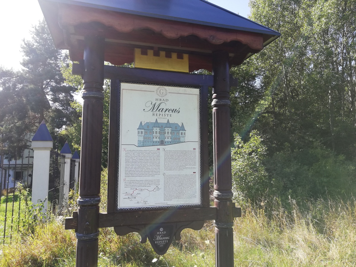 informačná tabuľa, hrad Marcus, Repište