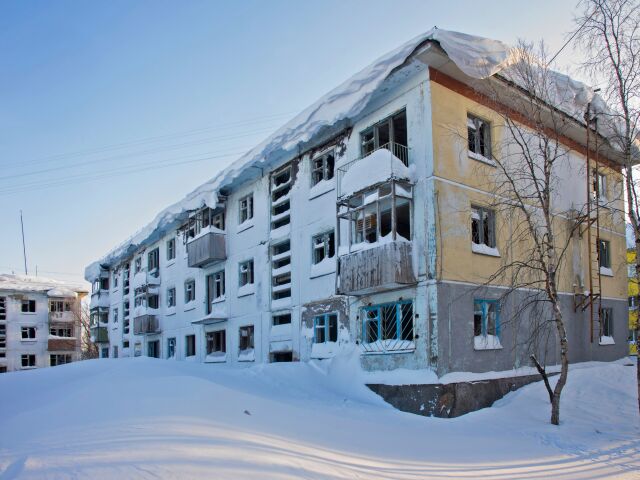 Vorkuta, Rusko, zima, sneh, mráz, mesto duchov, polárny kruh