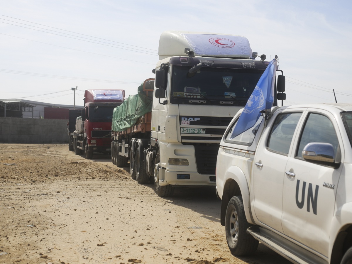 Rafáh / Gaza / Kamión / UN / Humanitárna pomoc /