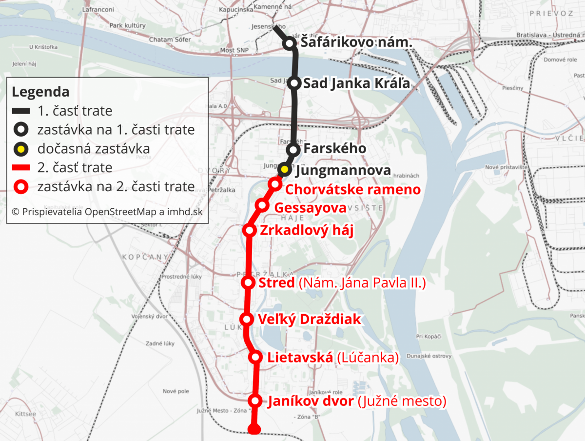 električka Petržalka, mapa