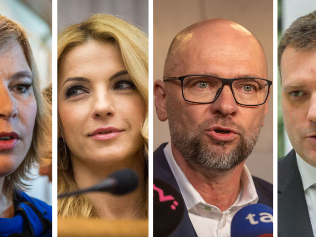 Veronika Remišová, Martina Šimkovičová, Richard Sulík, Tomáš Taraba, koláž