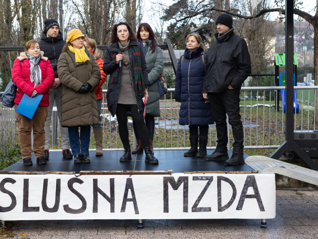protest, štrajk zamestnancov UniCredit Bank Bratislava