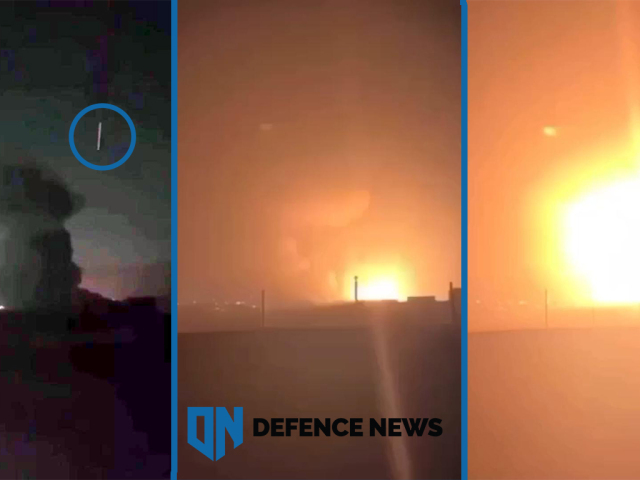 Moment dopadu balistickej rakety na iracké mesto Erbil