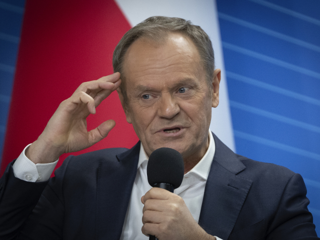 Poľský premiér Donald Tusk počas návštevy Kyjeva v pondelok 22. januára 2024.