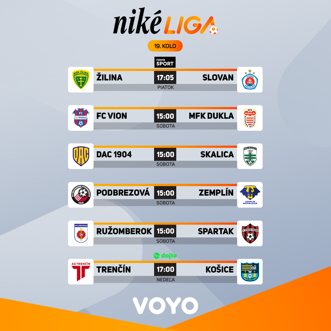 Niké liga program 19. kola