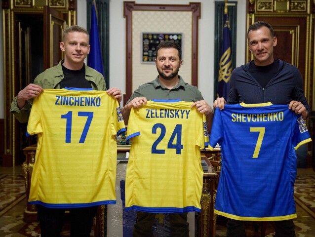 Oleksandr Zinčenko, Volodymyr Zelenskij, Andrij Ševčenko.