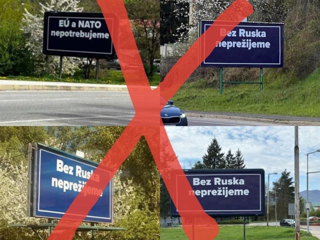 proruské billboardy, bilbord, Mier Ukrajine, demokrati