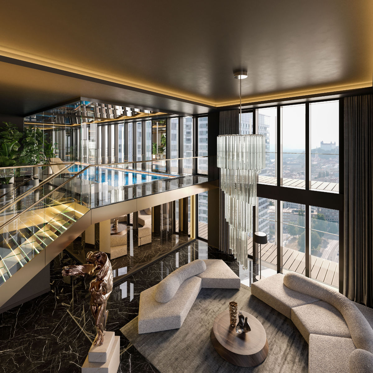Vizualizácia luxusných penthousov v projekte Ister Tower.
