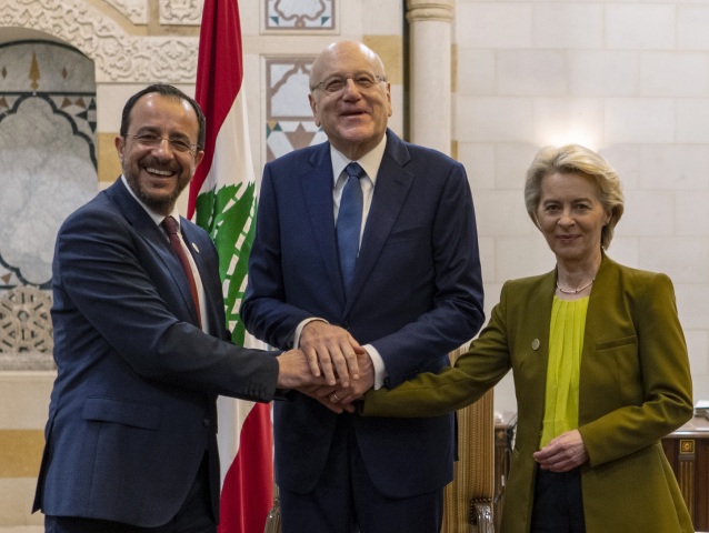 Libanon, Ursula von der Leyenová, Najib Mikati, Nikos Christodoulides