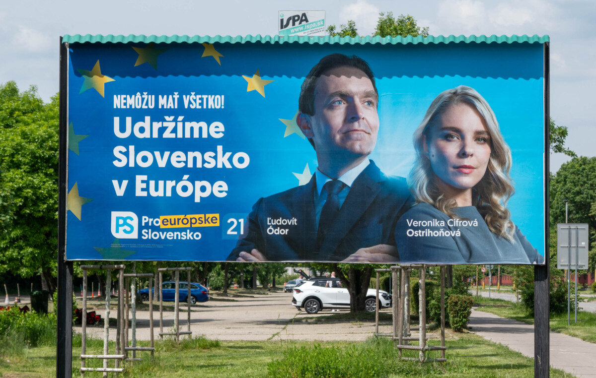 billboard, bilbord, eurovoľby 2024, Ľudovít Ódor, Veronika Cifrová Ostrihoňová