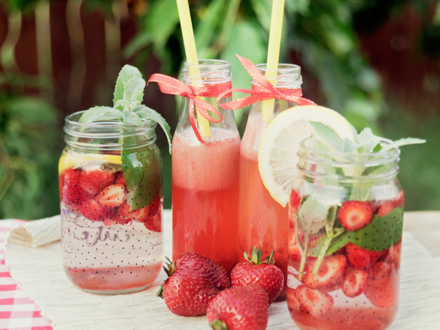 jahoda, limonáda, nápoj, letný drink, jahody
