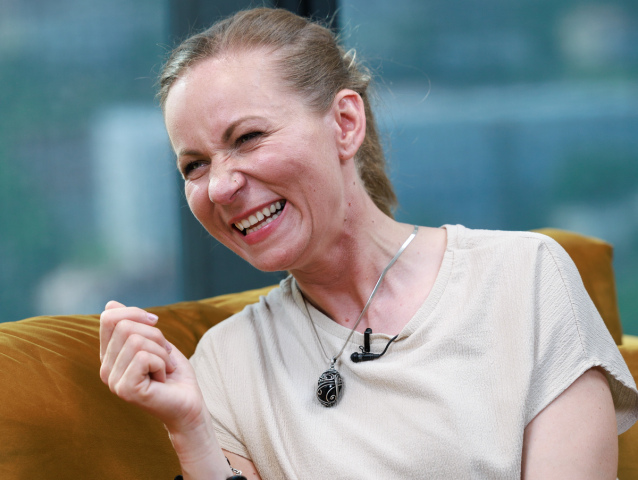 Horolezkyňa Lucia Janičová na návšteve redakcie Pravdy. 