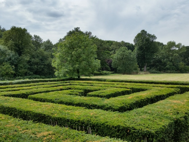 bludisko, kríky, park