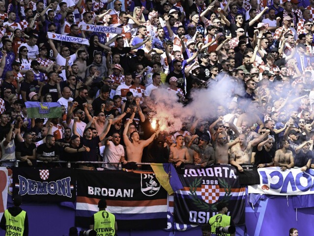 Chorvátsko Albánsko pyrotechnika ME vo futbale 2024