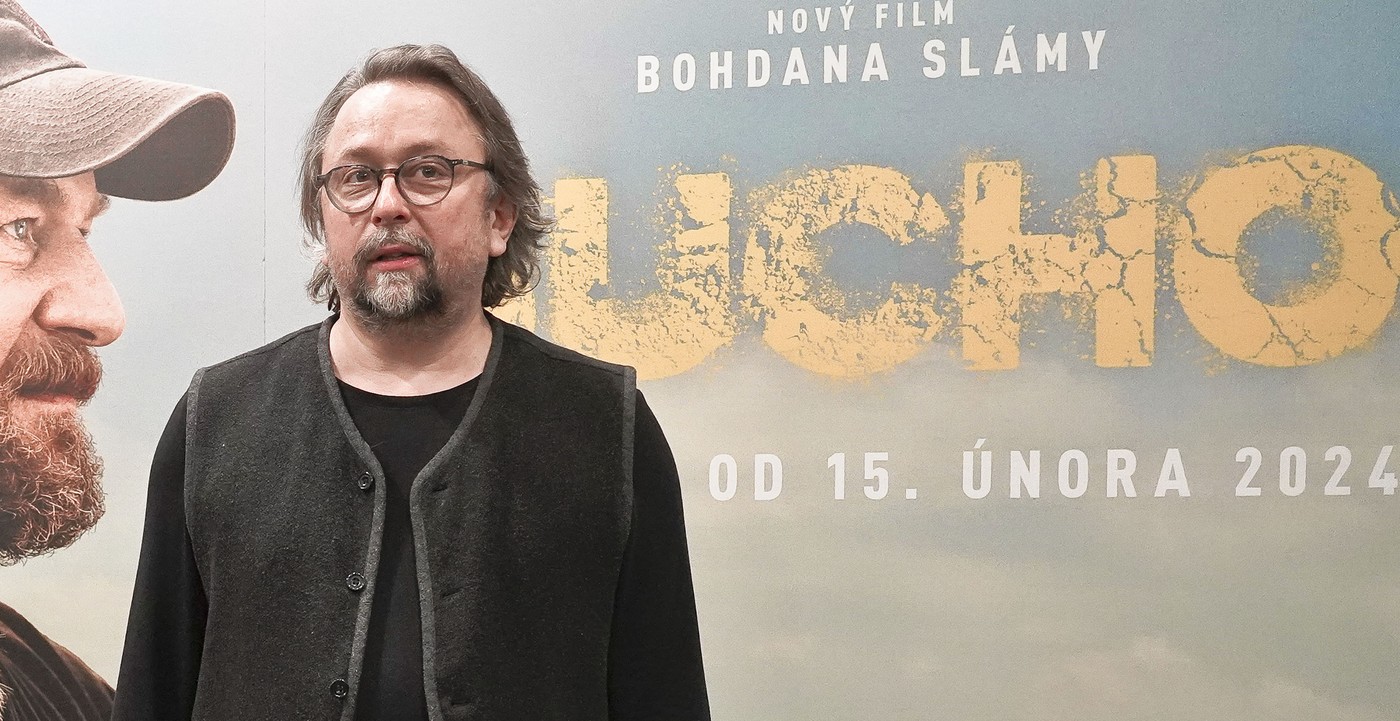 Herec Marek Daniel na slávnostnej premiére filmu Bohdana Slámy filmu Sucho v kině Lucerna. Praha 14. 2. 2024.