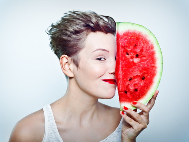 melón, pokožka, žena