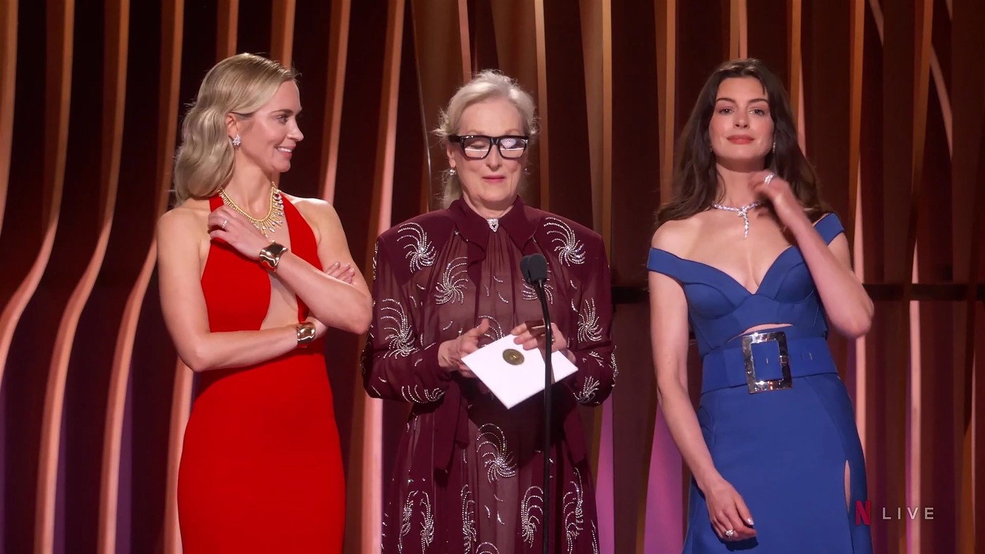 Meryl Streep, Anne Hathaway a Emily Blunt na odovzdávaní ocenení SAG Awards.