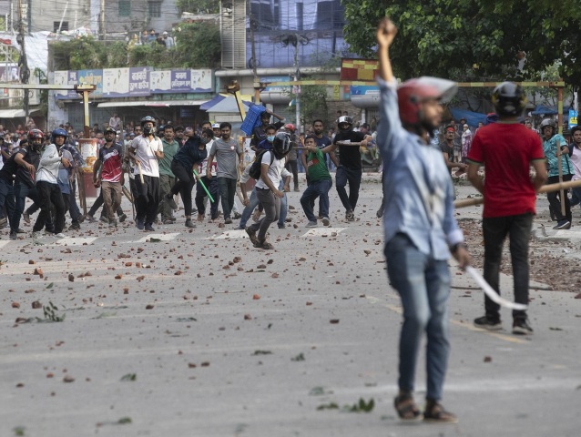 Bangladéš, demonštranti, protest, Dháka, študenti