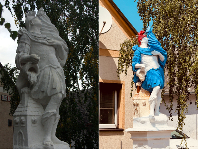 Rača, Florián, socha, vandali