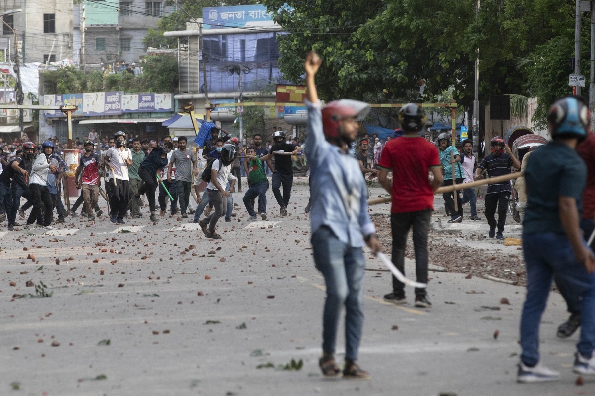 Bangladéš, demonštranti, protest, Dháka, študenti