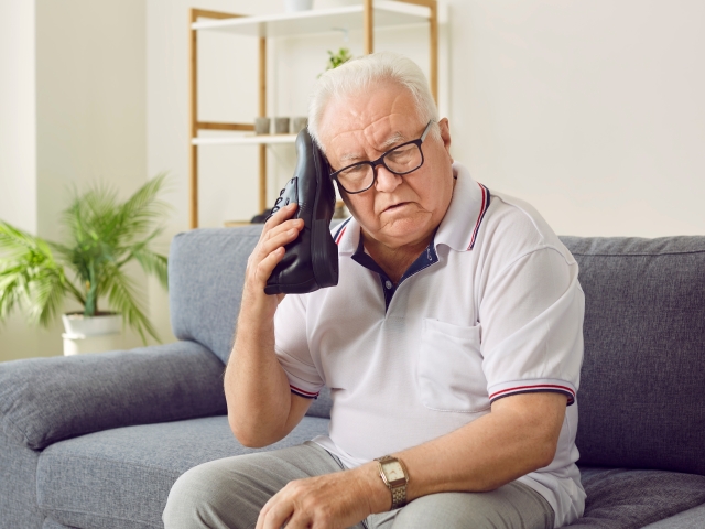 topánka, telefón, alzheimer, demencia, dôchodca, senior, invalid
