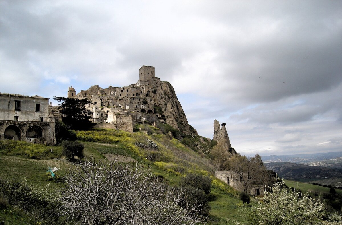 Craco, Taliansko, mesto, mesto duchov, opustené, Basilicata