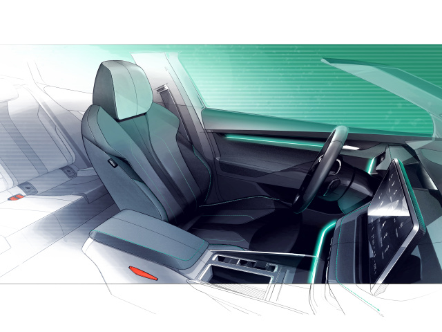 Škoda Elroq - skica interiéru 2024