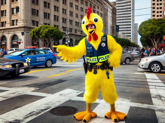 A humorous scene at a San Francisco crossroad feat