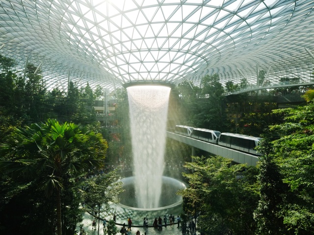 vodopár, letisko, Singapurské letisko Jewel Changi, Singapur