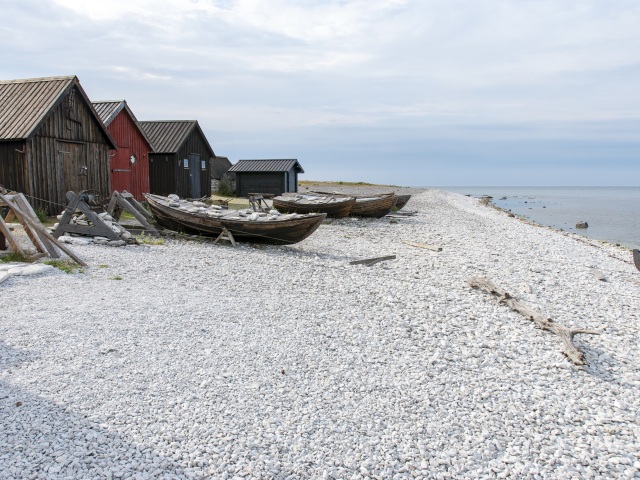 Gotland, Švédsko, rybári, lode, loďky, člny, breh, more, pobrežie, cestovanie,