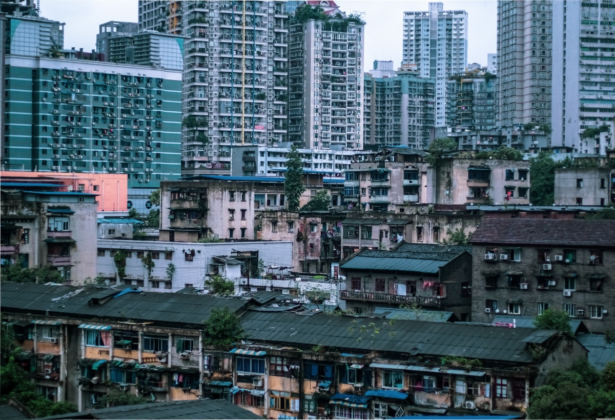 Chongqing, Čchung-čching, Čína, mesto, bytovky, mrakodrapy