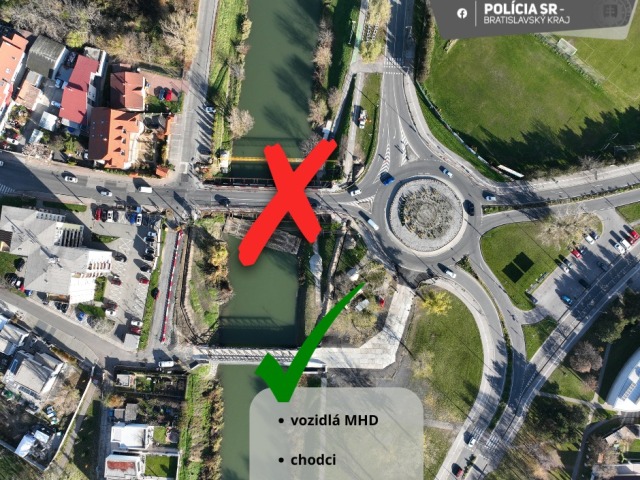 SR polícia most uzavretie Vrakuňa Hradská BAX