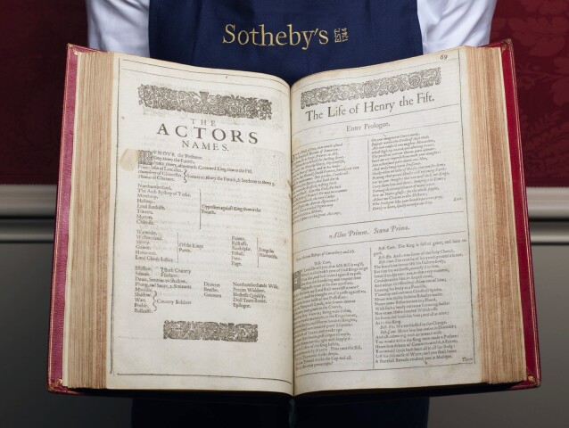 William Shakespeare, fóliá, aukcia,
