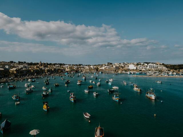 Marsaxlokk, Malta, dovolenka, cestovanie, more, loďky, člny