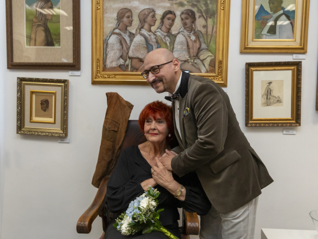 Aurel Kajlich, Anita Kajlichová, vernisáž, Piešťany, Richard Rikkon