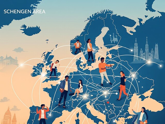 Schengenský priestor - obrázok vytvorený umelou inteligenciou