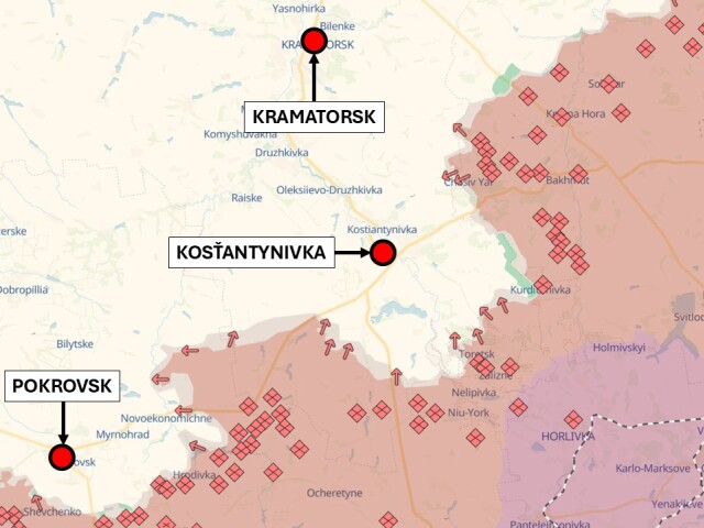 Kosťantynivka, Ukrajina - situácia k 6. júlu 2025