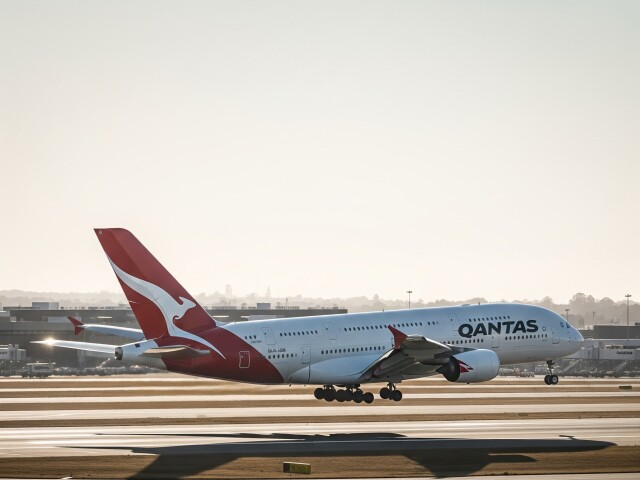 Lietadlo austrálskej leteckej spoločnosti Qantas - obrázok vytvorený umelou inteligenciou