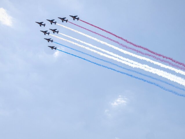Francúzske stíhačky, vojenská prehliadka, Francúzsko, armáda