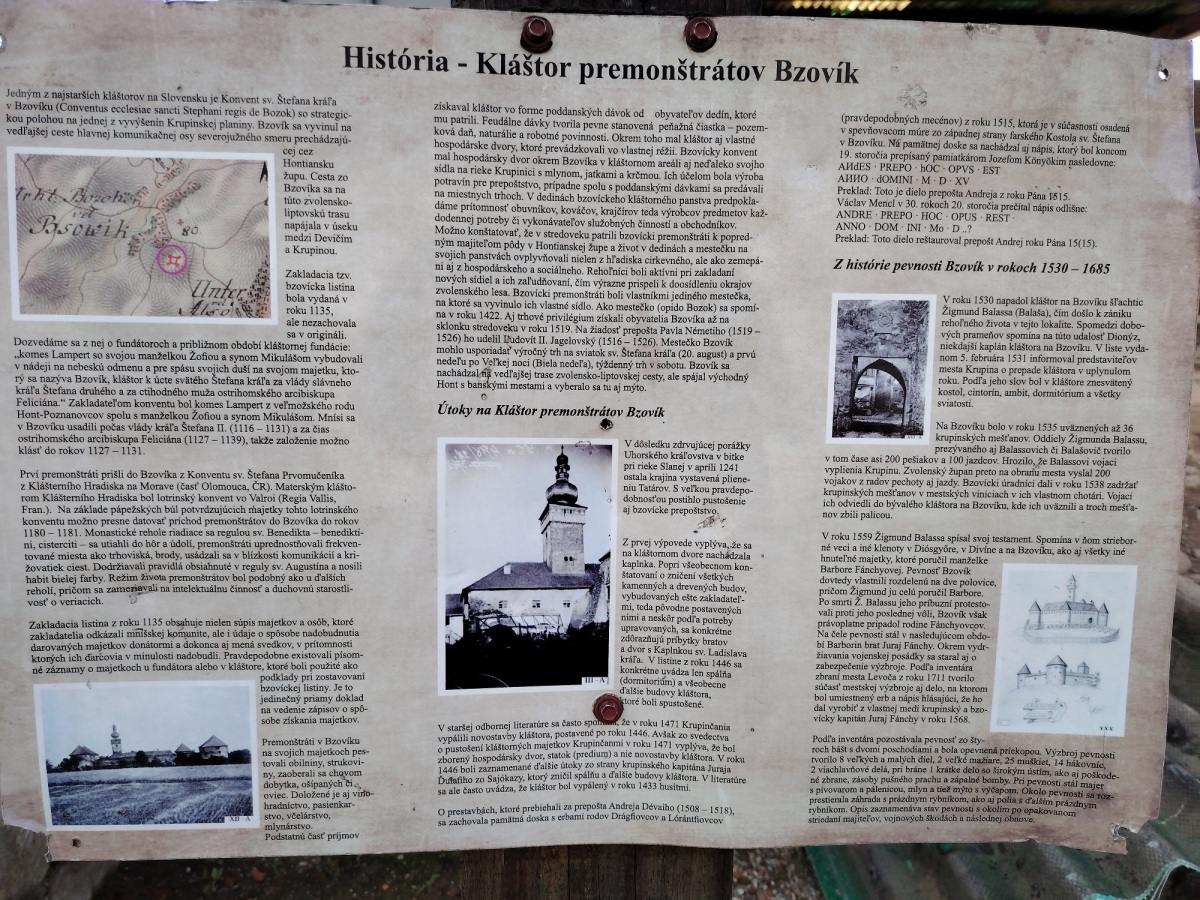 informačná tabuľa, kláštor, Bzovík