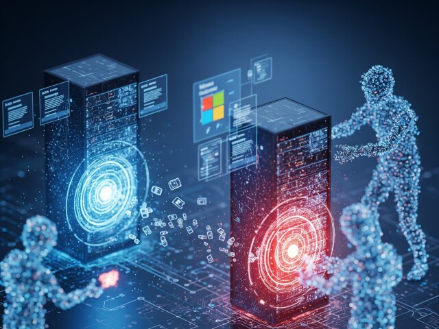 Kybernetický útok na Microsoft - obrázok vytvorený umelou inteligenciou